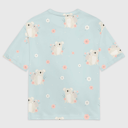 Мужская футболка оверсайз Коалы и цветы / 3D-принт – фото 2