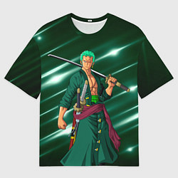 Футболка оверсайз мужская Зоро Ророноа с катаной из Ван писа, цвет: 3D-принт