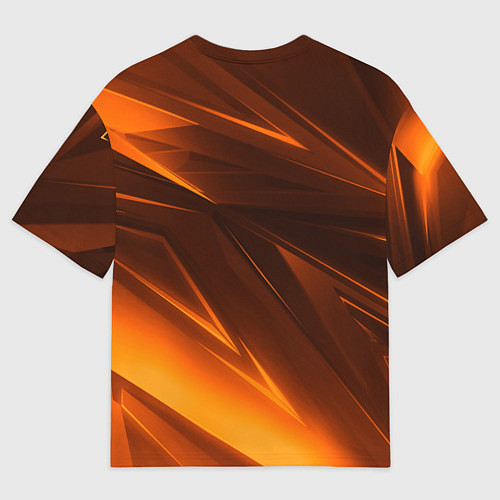Мужская футболка оверсайз Geometry stripes orange / 3D-принт – фото 2