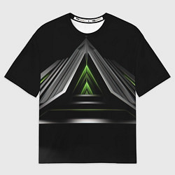 Футболка оверсайз мужская Black green abstract nvidia style, цвет: 3D-принт