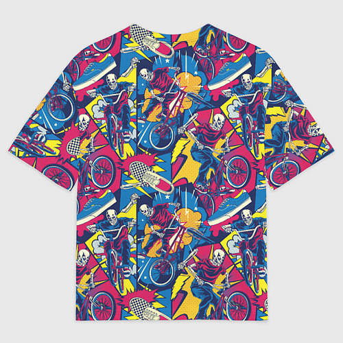 Мужская футболка оверсайз Езда на велосипеде BMX в стиле комиксов / 3D-принт – фото 2