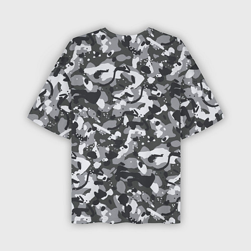 Мужская футболка оверсайз Серый пиксельный камуфляж / 3D-принт – фото 2