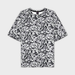 Мужская футболка оверсайз Пикселированный городской серый камуфляж