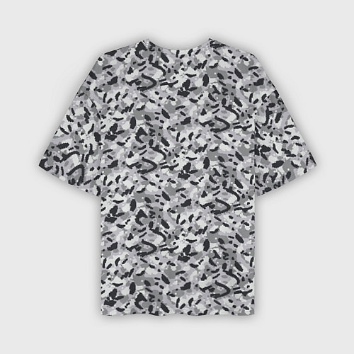 Мужская футболка оверсайз Пикселированный городской серый камуфляж / 3D-принт – фото 2