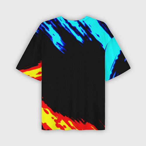 Мужская футболка оверсайз PUBG краски огонь и лёд / 3D-принт – фото 2
