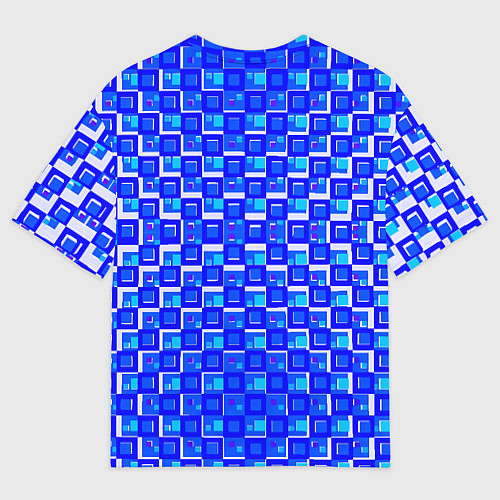 Мужская футболка оверсайз Синие квадраты на белом фоне / 3D-принт – фото 2