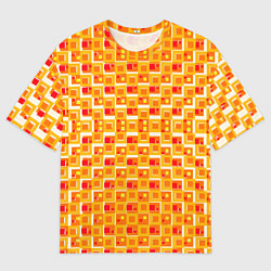 Мужская футболка оверсайз Жёлтые и красные квадраты на белом фоне