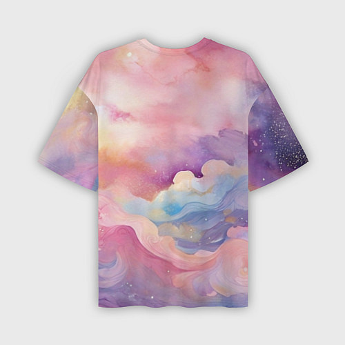 Мужская футболка оверсайз Нежные сказочные облака / 3D-принт – фото 2