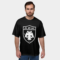 Футболка оверсайз мужская AEK fc белое лого, цвет: 3D-принт — фото 2