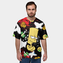 Футболка оверсайз мужская Барт Симпсон на фоне баксов, цвет: 3D-принт — фото 2