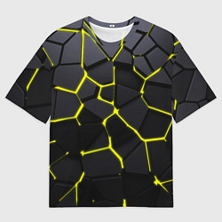 Футболка оверсайз мужская Желтые плиты киберпанк, цвет: 3D-принт