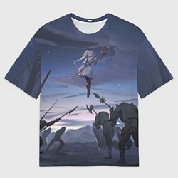 Мужская футболка оверсайз Sousou no Frieren Фрирен battle