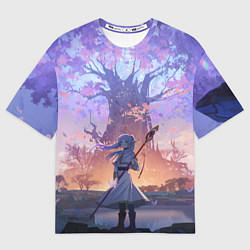 Мужская футболка оверсайз Sousou no Frieren Фрирен tree