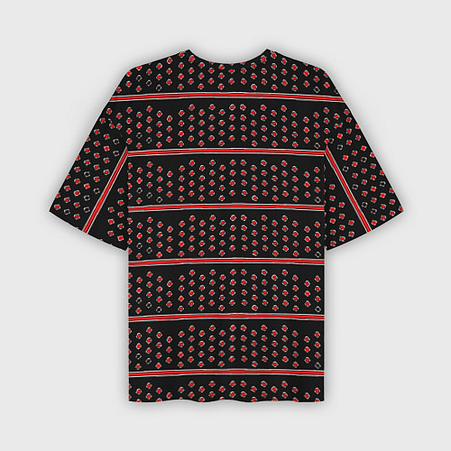 Мужская футболка оверсайз Красные круги и полосы / 3D-принт – фото 2