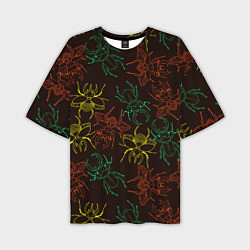 Мужская футболка оверсайз Разноцветные жуки носороги