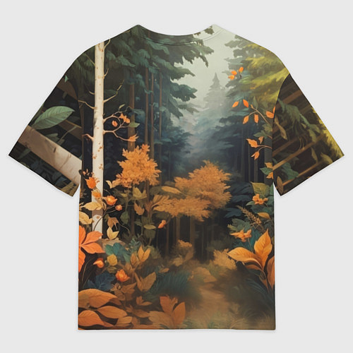 Мужская футболка оверсайз Лисёнок на лесной прогулке / 3D-принт – фото 2