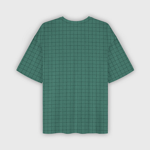 Мужская футболка оверсайз Патиново-зелёный в клетку / 3D-принт – фото 2