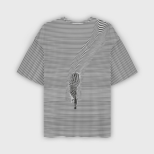 Мужская футболка оверсайз Зебра плывущая в полосках / 3D-принт – фото 2
