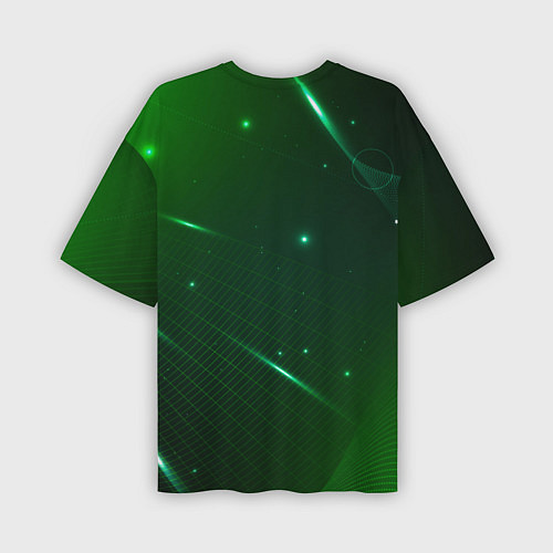 Мужская футболка оверсайз Череп на зеленом фоне / 3D-принт – фото 2