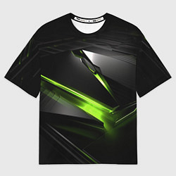 Футболка оверсайз мужская Зеленая абстрактная конструкция в стиле nvidia, цвет: 3D-принт