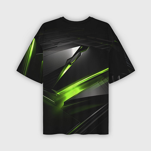 Мужская футболка оверсайз Зеленая абстрактная конструкция в стиле nvidia / 3D-принт – фото 2
