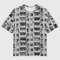 Футболка оверсайз мужская Панелька в черно-белых тонах, цвет: 3D-принт