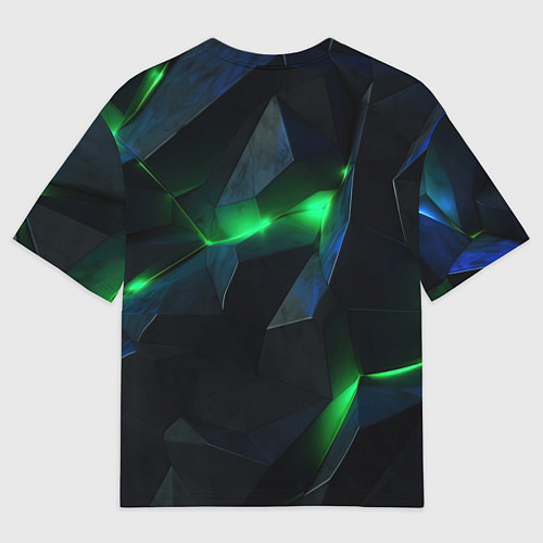 Мужская футболка оверсайз Объемная геометрическая зеленая неоновая абстракци / 3D-принт – фото 2