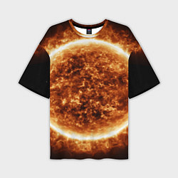 Мужская футболка оверсайз Пылающее солнце крупным планом