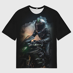 Футболка оверсайз мужская Мотоциклист на мотоцикле, цвет: 3D-принт