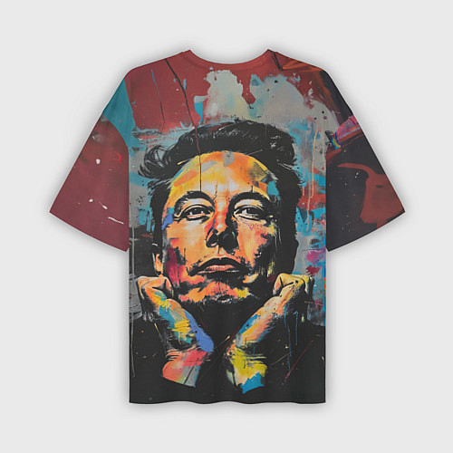 Мужская футболка оверсайз Илон Маск граффити портрет / 3D-принт – фото 2