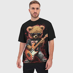 Футболка оверсайз мужская Плюшевый медведь музыкант с гитарой, цвет: 3D-принт — фото 2