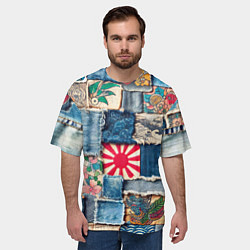 Футболка оверсайз мужская Японское художество пэчворк, цвет: 3D-принт — фото 2