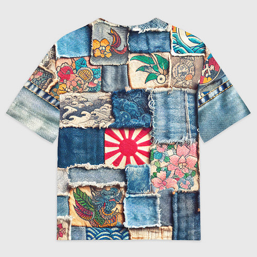 Мужская футболка оверсайз Японское художество пэчворк / 3D-принт – фото 2