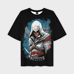 Футболка оверсайз мужская Assassins creed белый костюм, цвет: 3D-принт