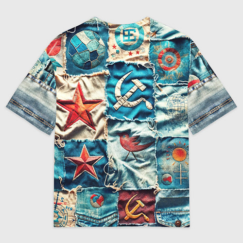 Мужская футболка оверсайз Пэчворк джинсы из СССР / 3D-принт – фото 2