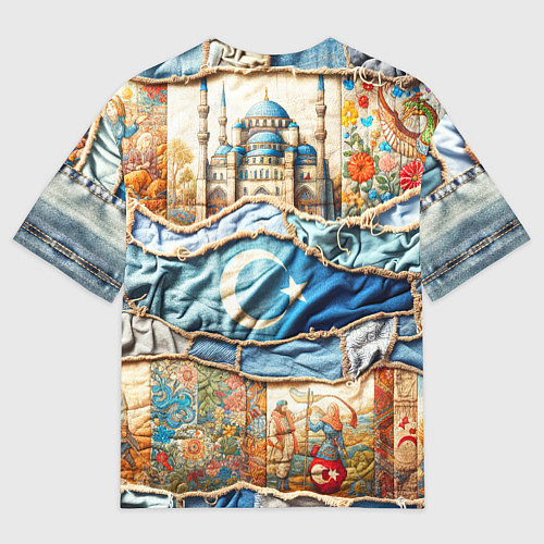 Мужская футболка оверсайз Джинсы в Турции - пэчворк / 3D-принт – фото 2