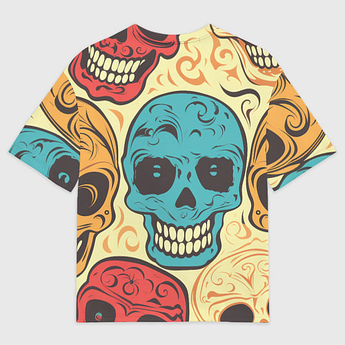 Мужская футболка оверсайз Праздничные черепа / 3D-принт – фото 2