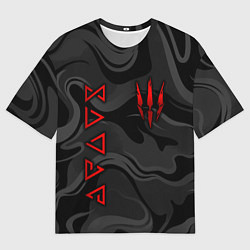 Футболка оверсайз мужская Ведьмак - Серые волны, цвет: 3D-принт