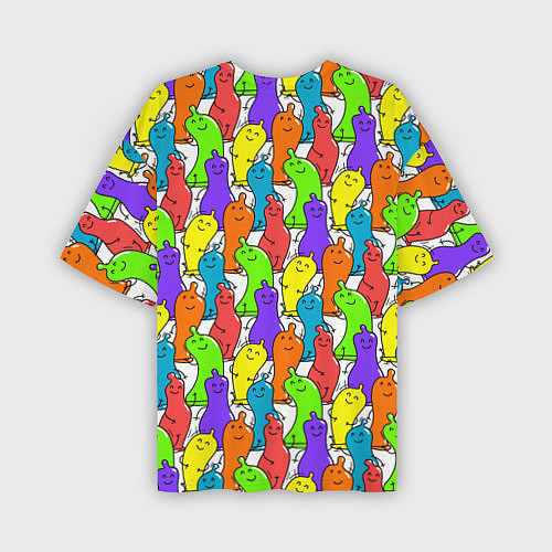 Мужская футболка оверсайз Весёлые цветные презервативы / 3D-принт – фото 2
