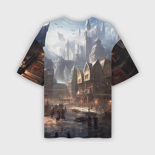 Мужская футболка оверсайз Assassins creed старинный город / 3D-принт – фото 2
