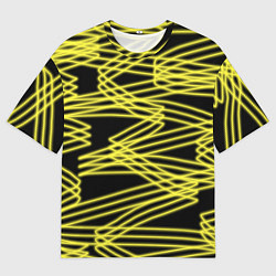 Мужская футболка оверсайз Желтые светящиеся линии