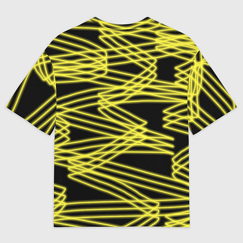 Мужская футболка оверсайз Желтые светящиеся линии / 3D-принт – фото 2