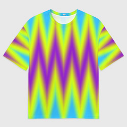 Мужская футболка оверсайз Неоновые зигзаги