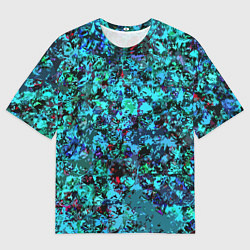 Мужская футболка оверсайз Абстракция яркий бирюзовый