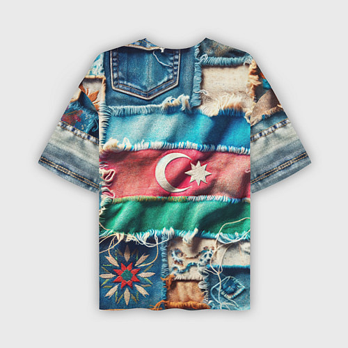 Мужская футболка оверсайз Пэчворк джинсы в Азербайджане / 3D-принт – фото 2