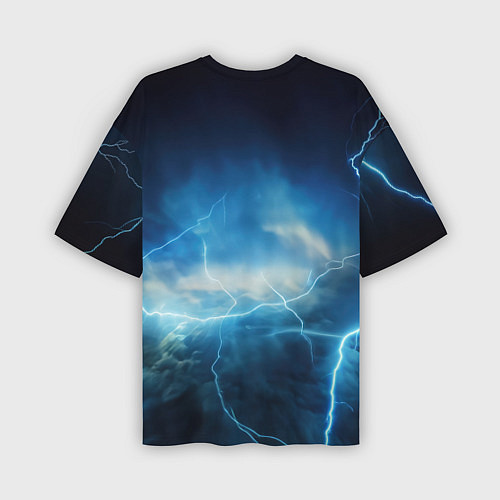 Мужская футболка оверсайз Светящийся атом и молнии / 3D-принт – фото 2
