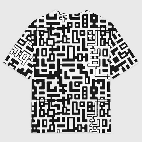 Мужская футболка оверсайз Чёрно-белая глитч инфекция / 3D-принт – фото 2