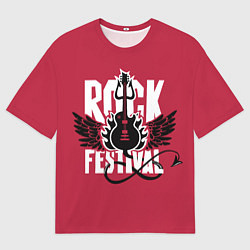 Мужская футболка оверсайз Рок фестиваль - гитара