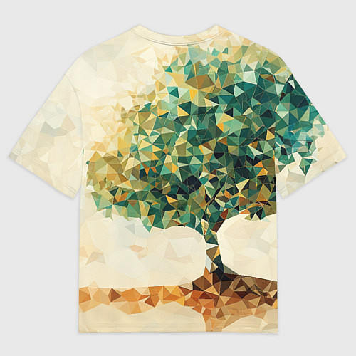 Мужская футболка оверсайз Многоугольное дерево с листьями / 3D-принт – фото 2