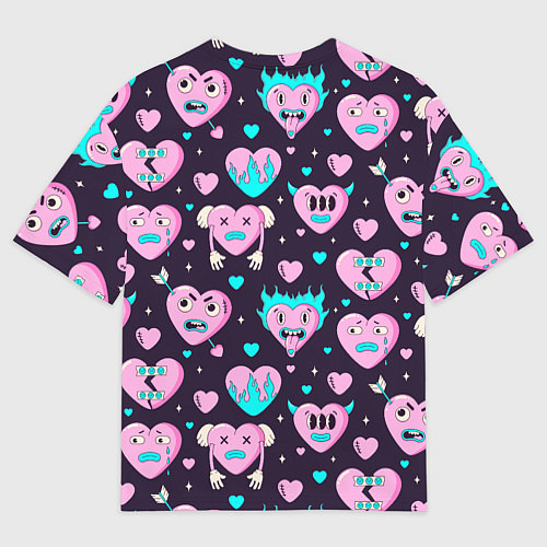 Мужская футболка оверсайз Паттерн с арт сердцами / 3D-принт – фото 2